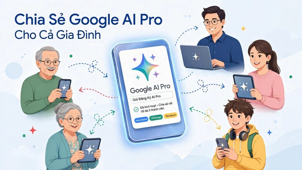 Hướng dẫn chia sẻ gói Google AI Pro cho thành viên gia đình